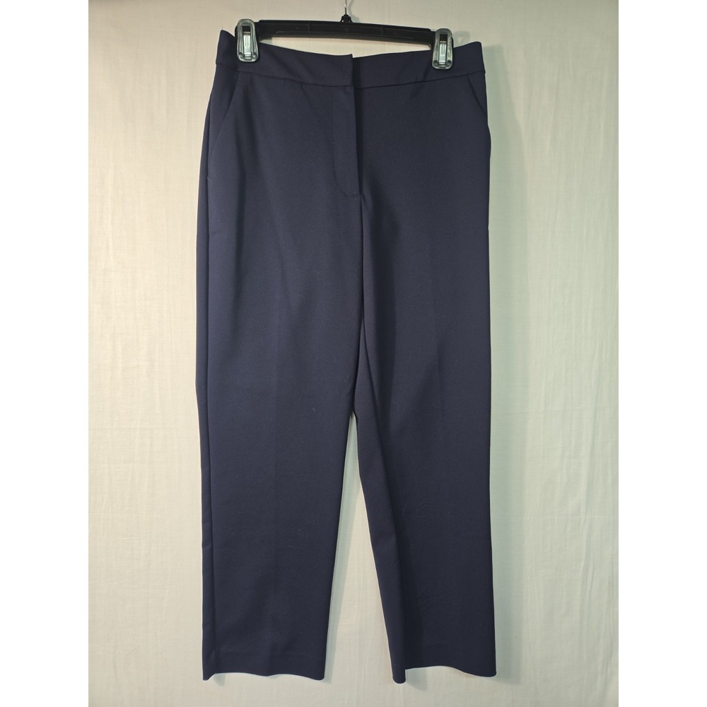 DONNA KARAN NEWYORK Women's 4 PANTS SLACKS HIGH RISE STRAIGHT LEG NAVY BLUE